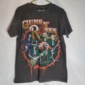 Guns N Roses Skeletons Was Here Tour Graphic Band Tee Men's Size Small Acid Wash